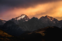 La Muzelle au coucher du soleil en Oisans, photo de montagne dans les Alpes