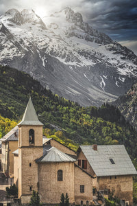 L'église de St Christophe en Oisans (Photographie couleur). - Cyrille Quintard Photography : Tableau photo de montagne