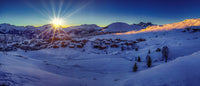 Photographie panoramique Alpe d'Huez soleil couchant hiver (5:2) - Cyrille Quintard Photography : Tableau photo de montagne